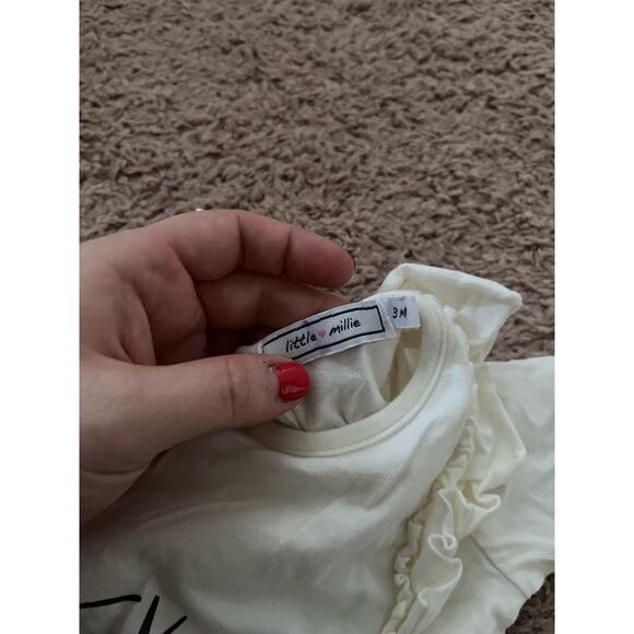 Little Millie Baby Girl One Piece Halloween Pumpkin Spooky Ruffle Outfit 3 MOS - Picture 2 of 2